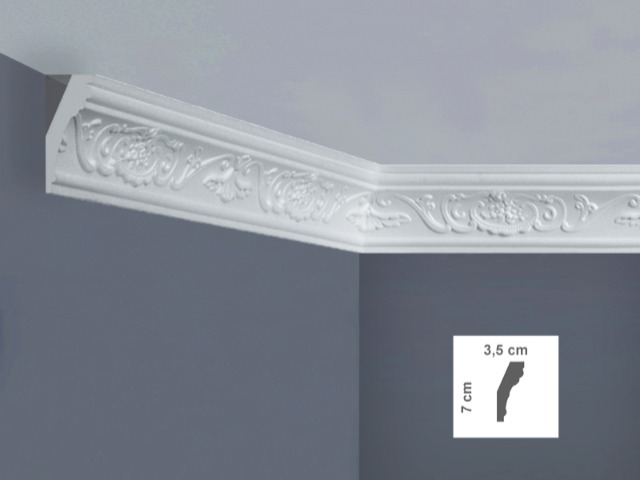 EZ9L Cornice per soffitti Dimensioni: 3,5 x 7 x 125 cm