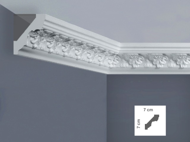  ER1L Cornice per soffitti Dimensioni: 7 x 7 x 125 cm