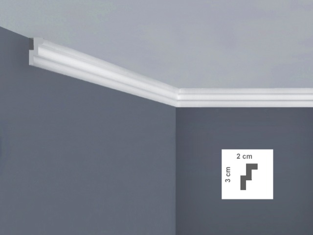  I717 Cornice per soffitto Dimensioni: 2 x 3 x 200 cm