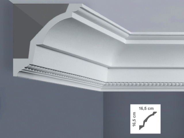  EP9L Cornice per soffitti Dimensioni: 16,5 x 16,5 x 125 cm
