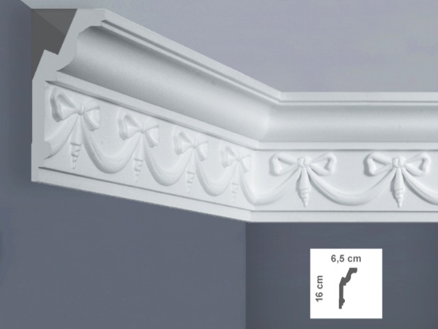  EP7L Cornice per soffitti Dimensioni: 6,5 x 16 x 125 cm