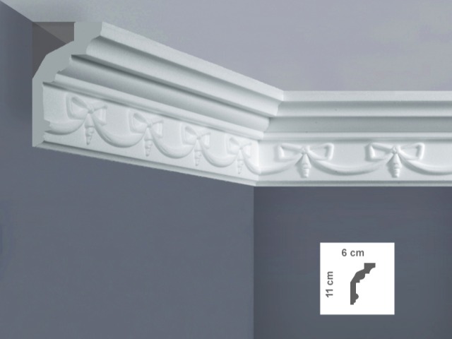  EP6L Cornice per soffitti Dimensioni: 6 x 11 x 125 cm