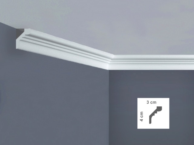  I847 Cornice per soffitto Dimensioni: 3 x 4 x 200 cm
