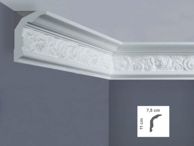 EP3L Cornice per soffitti Dimensioni: 7,5 x 11 x 125 cm
