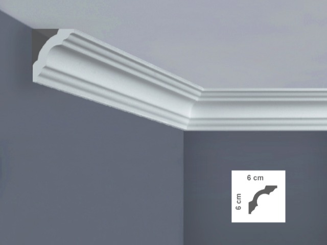  I768 Cornice per pareti e soffitti Dimensioni: 6 x 6 x 200 cm