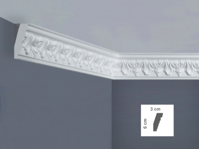  EZ8L Cornice per soffitti Dimensioni: 3 x 6 x 125 cm