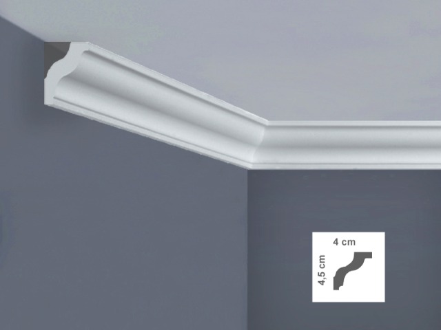  I760 Cornice per soffitto Dimensioni: 4 x 4,5 x 200 cm