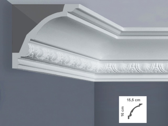  EC9L Cornice per soffitti Dimensioni: 15,5 x 16 x 125 cm