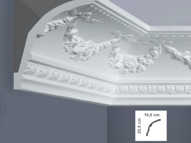  EF4L Cornice per soffitti Dimensioni: 14,5 x 20,5 x 125 cm