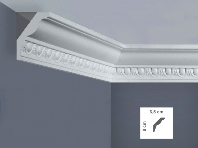  EP5L Cornice per soffitti Dimensioni: 6,5 x 8 x 125 cm