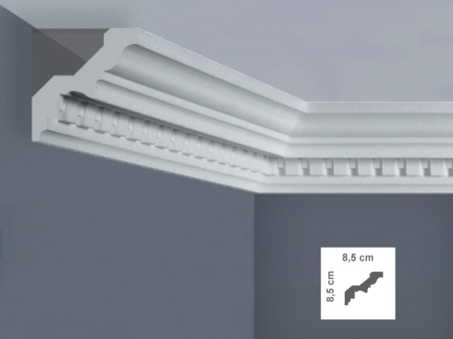  EZ2L Cornice per soffitti Dimensioni: 8,5 x 8,5 x 125 cm