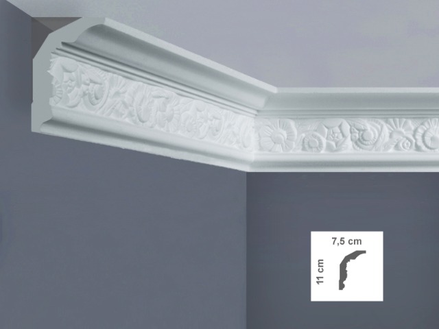  EP3L Cornice per soffitti Dimensioni: 7,5 x 11 x 125 cm