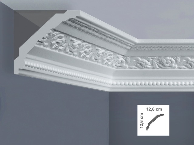  EC8L Cornice per soffitti Dimensioni: 12,6 x 12,6 x 125 cm