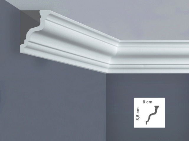 I763 Cornice per soffitto Dimensioni: 8 x 8,5 x 200 cm