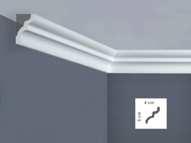  I856 Cornice per soffitto Dimensioni: 4 x 5 x 200 cm