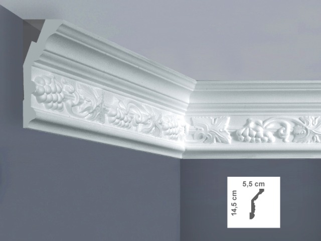  EF8L Cornice per soffitti Dimensioni: 5,5 x 14,5 x 125 cm