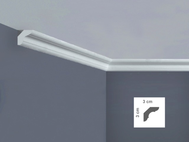 I740 Cornice per soffitto Dimensioni: 3 x 3 x 200 cm
