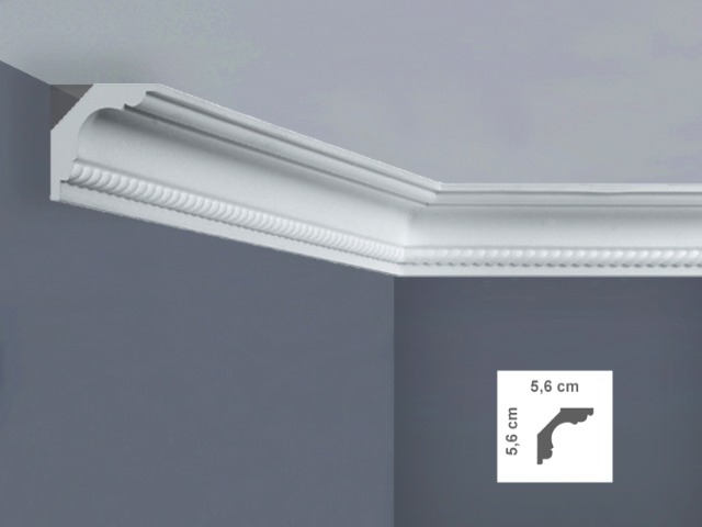  EC6L Cornice per soffitti Dimensioni: 5,6 x 5,6 x 125 cm