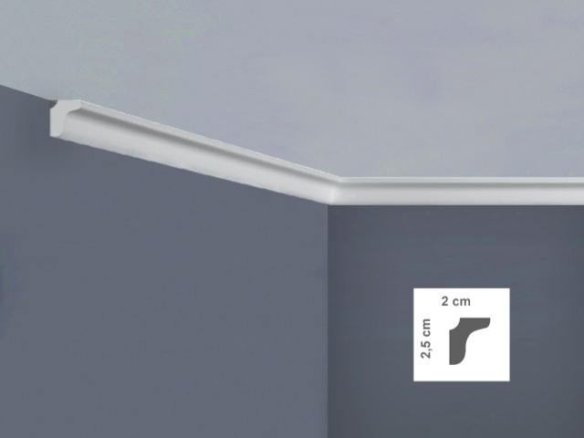  I720 Cornice per soffitto Dimensioni: 2 x 2,5 x 200 cm