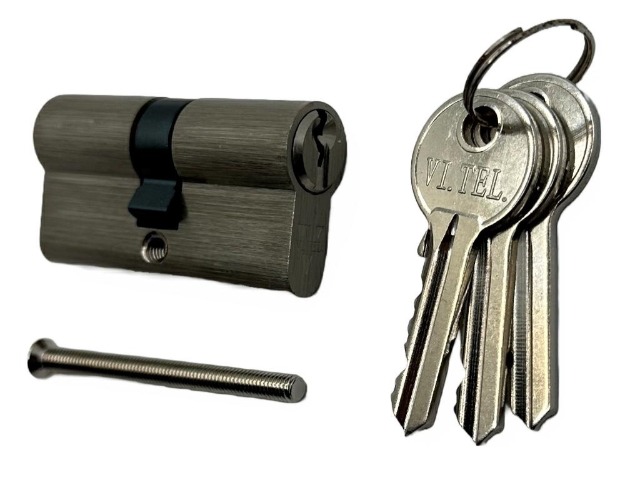 CILINDRO IN OTTONE 3 CHIAVI MM.90 (45+45) NICHELSAT