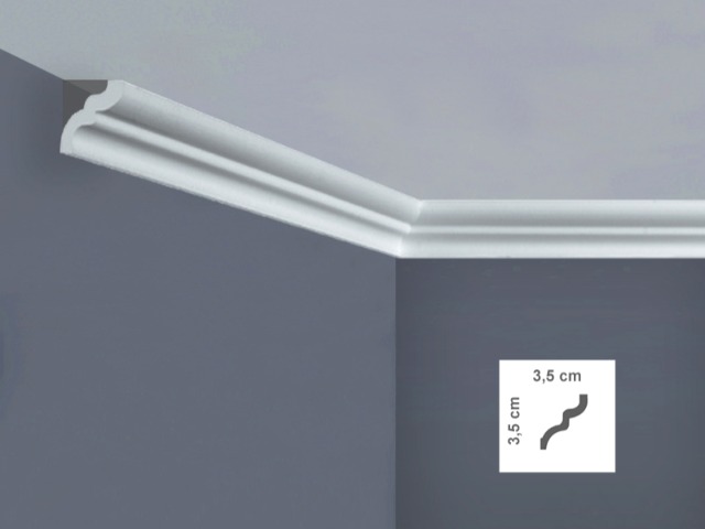  I836 Cornice per soffitto Dimensioni: 3,5 x 3,5 x 200 cm