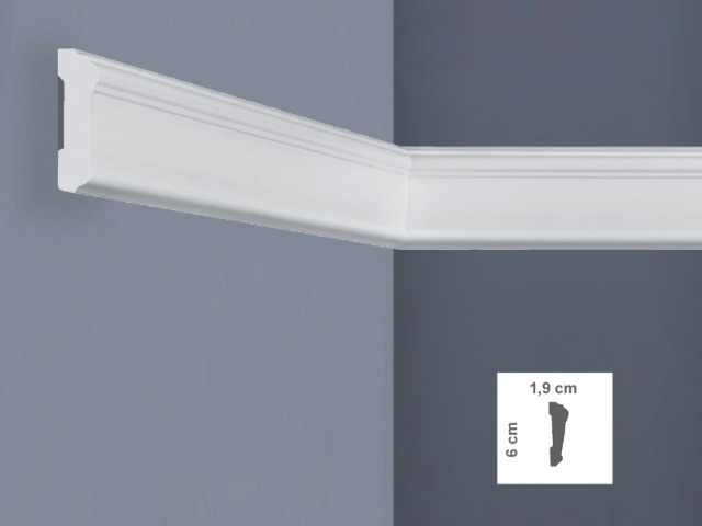  I773 Cornice per pareti e soffitti Dimensioni: 1,9 x 6 x 200 cm